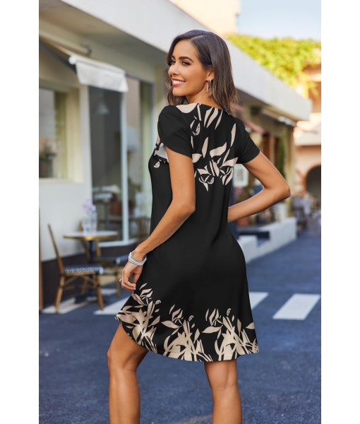 Zeagoo Women's Casual A-Line Dresses with Pockets Summer Floral Tshirt Dress Short Sleeve Mini Dress Flowy Sundresses