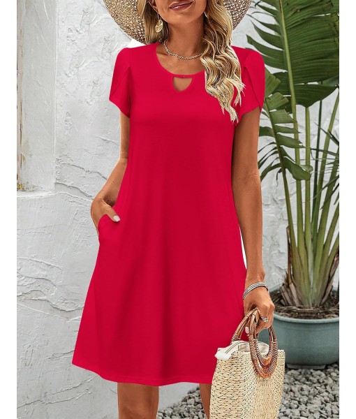 Zeagoo Women's Casual A-Line Dresses with Pockets Summer Floral Tshirt Dress Short Sleeve Mini Dress Flowy Sundresses