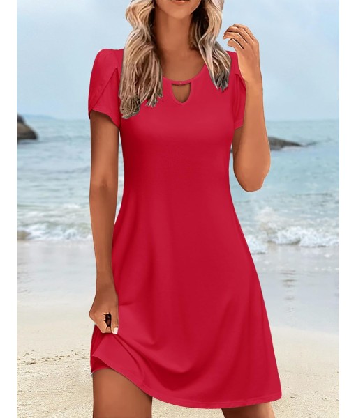 Zeagoo Women's Casual A-Line Dresses with Pockets Summer Floral Tshirt Dress Short Sleeve Mini Dress Flowy Sundresses