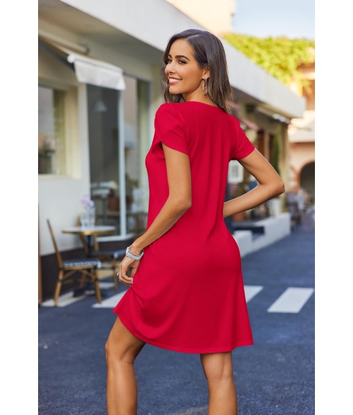 Zeagoo Women's Casual A-Line Dresses with Pockets Summer Floral Tshirt Dress Short Sleeve Mini Dress Flowy Sundresses