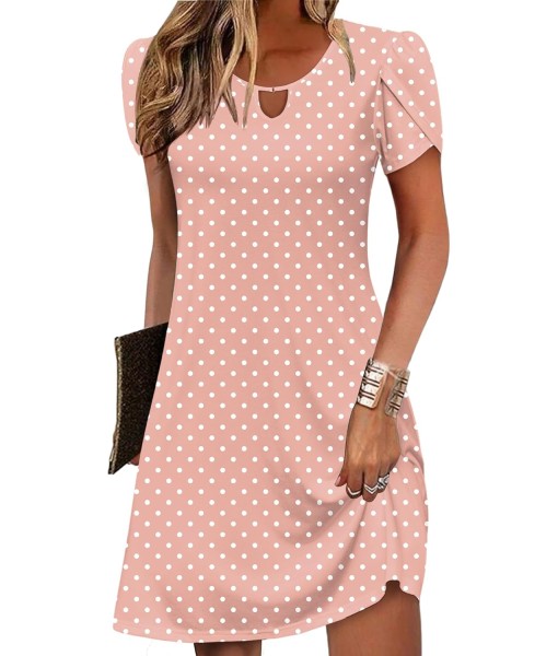 Zeagoo Women's Casual A-Line Dresses with Pockets Summer Floral Tshirt Dress Short Sleeve Mini Dress Flowy Sundresses