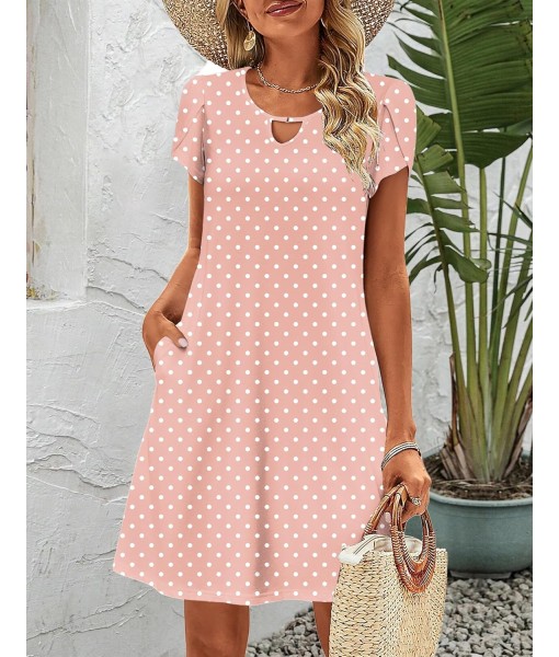 Zeagoo Women's Casual A-Line Dresses with Pockets Summer Floral Tshirt Dress Short Sleeve Mini Dress Flowy Sundresses