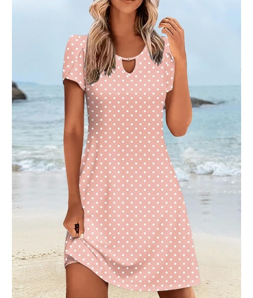 Zeagoo Women's Casual A-Line Dresses with Pockets Summer Floral Tshirt Dress Short Sleeve Mini Dress Flowy Sundresses