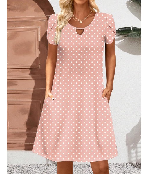 Zeagoo Women's Casual A-Line Dresses with Pockets Summer Floral Tshirt Dress Short Sleeve Mini Dress Flowy Sundresses