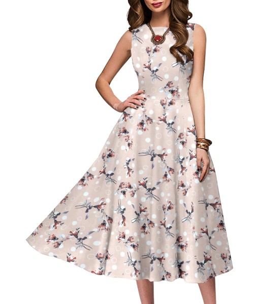 Simple Flavor Women's Vintage Dress Sleeveless O-Neck Party Cocktail Dress