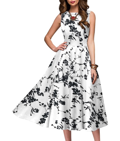 Simple Flavor Women's Vintage Dress Sleeveless O-Neck Party Cocktail Dress