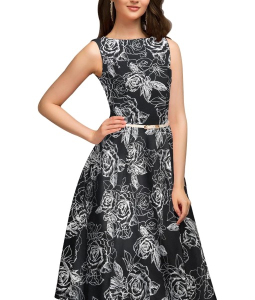 Simple Flavor Women's Vintage Dress Sleeveless O-Neck Party Cocktail Dress