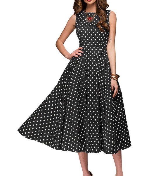 Simple Flavor Women's Vintage Dress Sleeveless O-Neck Party Cocktail Dress