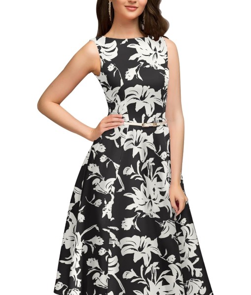 Simple Flavor Women's Vintage Dress Sleeveless O-Neck Party Cocktail Dress