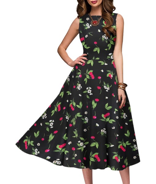Simple Flavor Women's Vintage Dress Sleeveless O-Neck Party Cocktail Dress