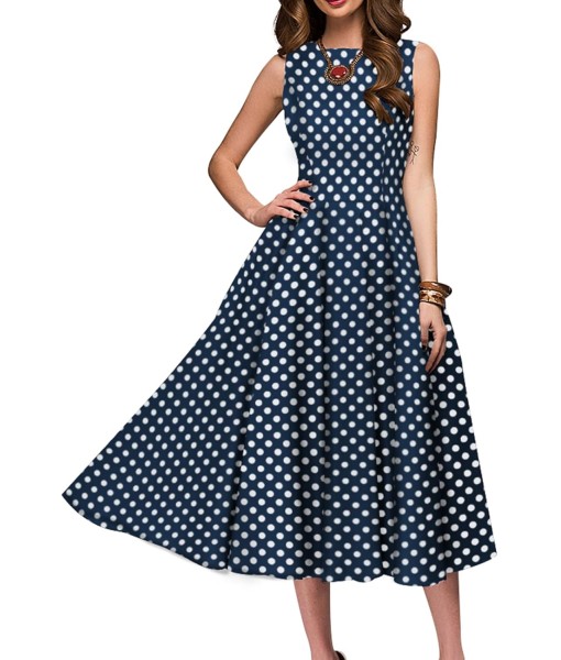 Simple Flavor Women's Vintage Dress Sleeveless O-Neck Party Cocktail Dress