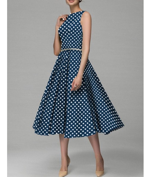 Simple Flavor Women's Vintage Dress Sleeveless O-Neck Party Cocktail Dress