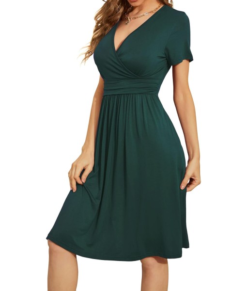 WEACZZY Women's Summer Short Sleeve Casual Dresses V-Neck Floral Party Dress with Pockets