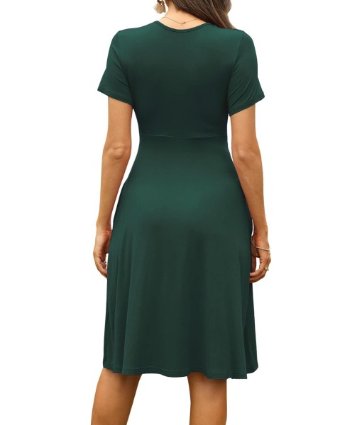 WEACZZY Women's Summer Short Sleeve Casual Dresses V-Neck Floral Party Dress with Pockets