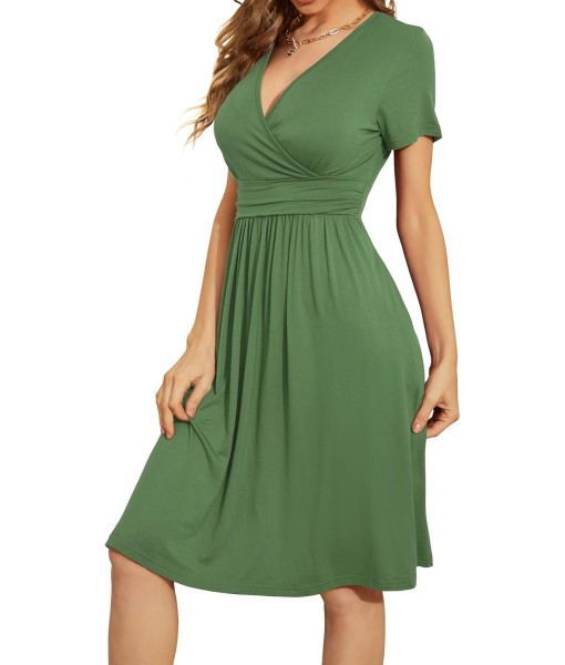 WEACZZY Women's Summer Short Sleeve Casual Dresses V-Neck Floral Party Dress with Pockets