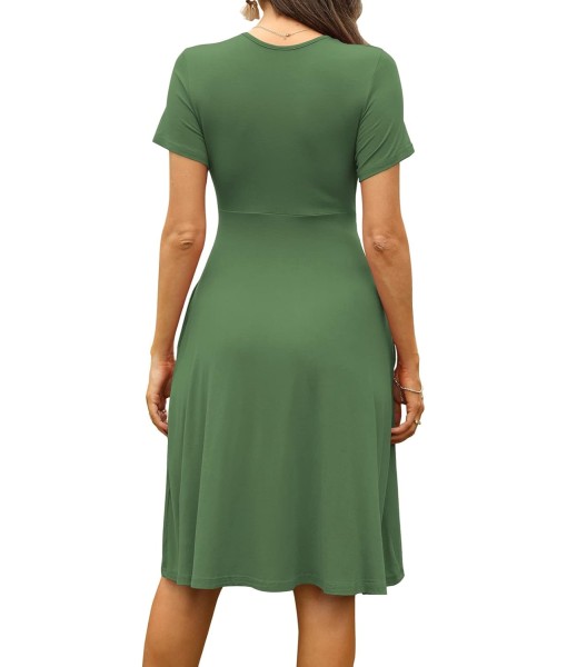 WEACZZY Women's Summer Short Sleeve Casual Dresses V-Neck Floral Party Dress with Pockets