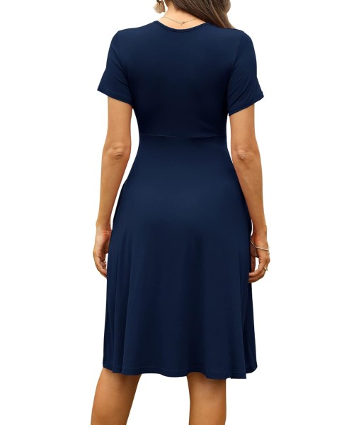 WEACZZY Women's Summer Short Sleeve Casual Dresses V-Neck Floral Party Dress with Pockets