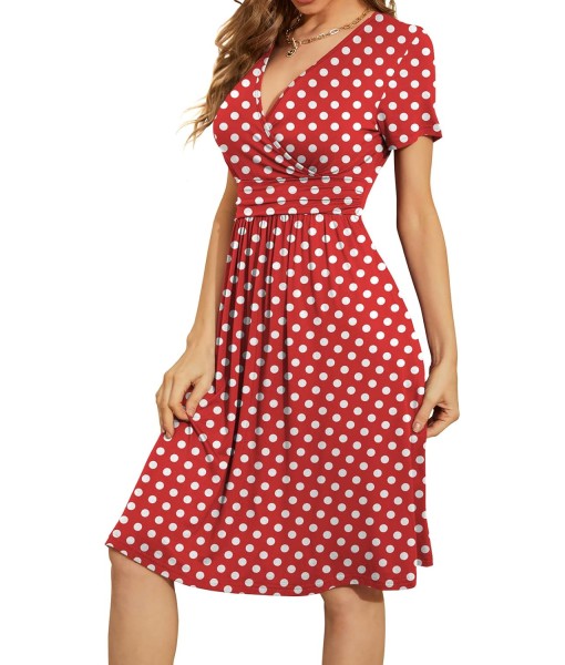 WEACZZY Women's Summer Short Sleeve Casual Dresses V-Neck Floral Party Dress with Pockets