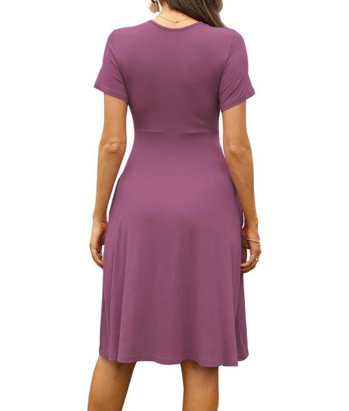 WEACZZY Women's Summer Short Sleeve Casual Dresses V-Neck Floral Party Dress with Pockets