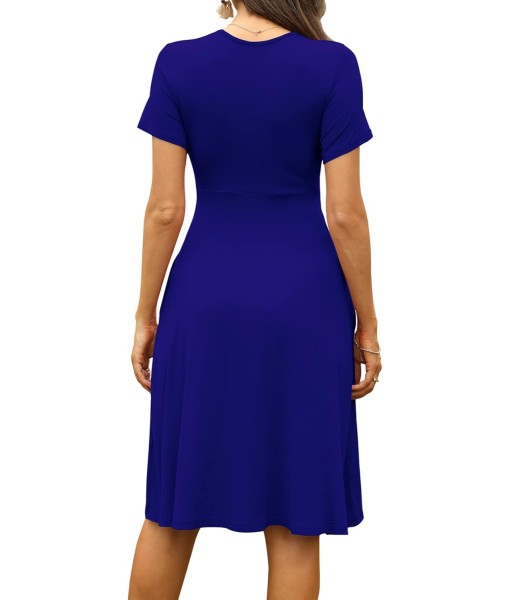 WEACZZY Women's Summer Short Sleeve Casual Dresses V-Neck Floral Party Dress with Pockets