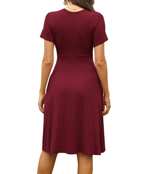 WEACZZY Women's Summer Short Sleeve Casual Dresses V-Neck Floral Party Dress with Pockets