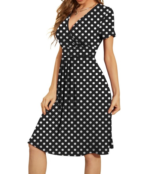 WEACZZY Women's Summer Short Sleeve Casual Dresses V-Neck Floral Party Dress with Pockets