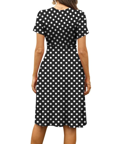 WEACZZY Women's Summer Short Sleeve Casual Dresses V-Neck Floral Party Dress with Pockets