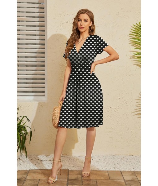 WEACZZY Women's Summer Short Sleeve Casual Dresses V-Neck Floral Party Dress with Pockets