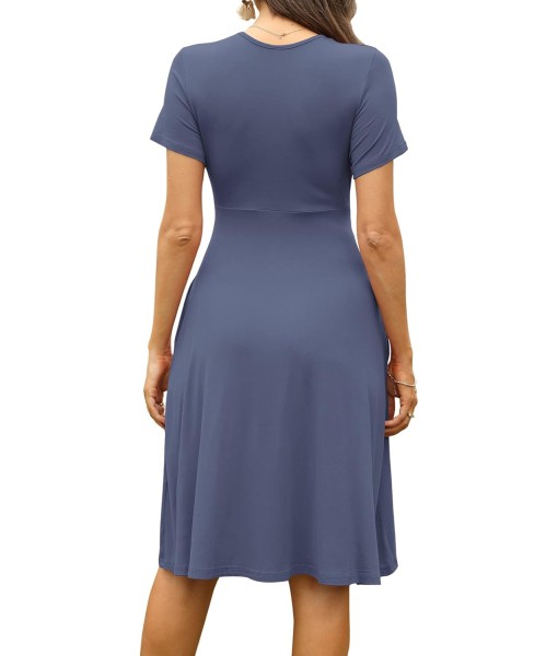 WEACZZY Women's Summer Short Sleeve Casual Dresses V-Neck Floral Party Dress with Pockets
