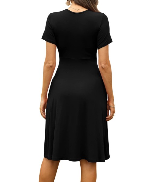 WEACZZY Women's Summer Short Sleeve Casual Dresses V-Neck Floral Party Dress with Pockets