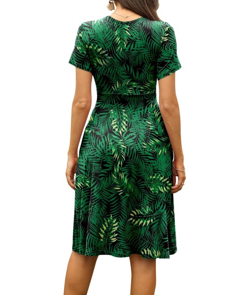 WEACZZY Women's Summer Short Sleeve Casual Dresses V-Neck Floral Party Dress with Pockets
