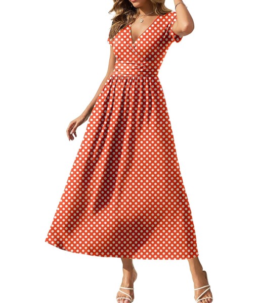 Gracyoga Women's Summer Dresses 2025 Short Sleeve Maxi Dress Casual V Neck Flowy Sundress with Pockets