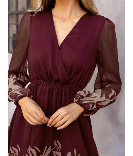 CUPSHE Women's Mini Dresses Casual Spring V Neck Chiffon Long Peasant Sleeves Flowy Summer Dress
