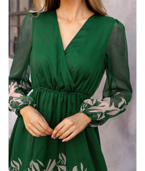 CUPSHE Women's Mini Dresses Casual Spring V Neck Chiffon Long Peasant Sleeves Flowy Summer Dress