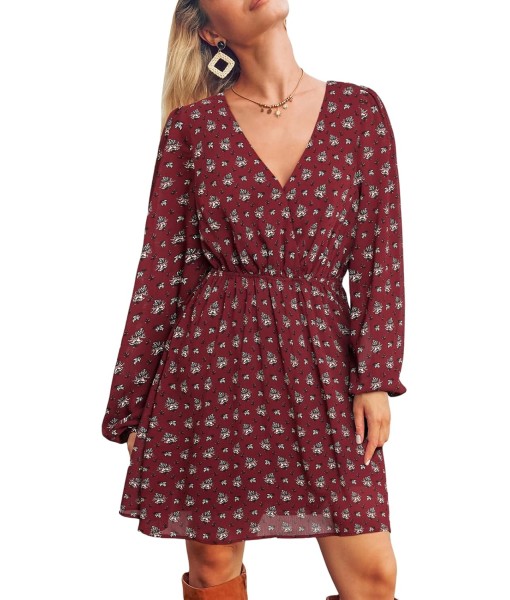 CUPSHE Women's Mini Dresses Casual Spring V Neck Chiffon Long Peasant Sleeves Flowy Summer Dress