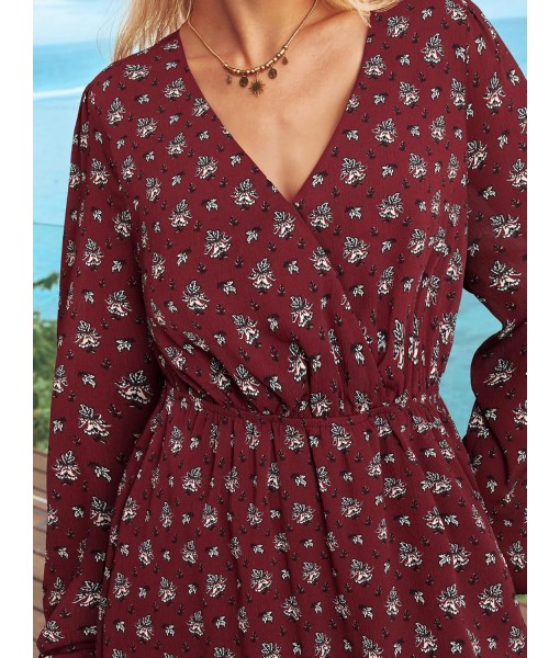 CUPSHE Women's Mini Dresses Casual Spring V Neck Chiffon Long Peasant Sleeves Flowy Summer Dress