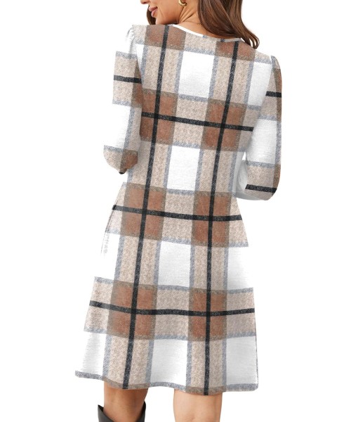 OFEEFAN Womens Long Sleeve Tunic Dress Fall Fashion Sweater Dress with Pockets Pleated Front Casual Winter