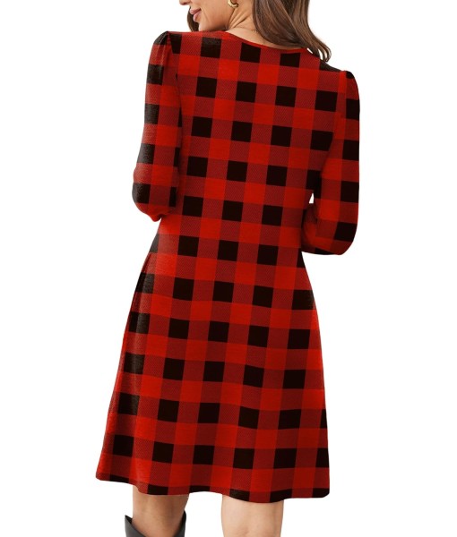 OFEEFAN Womens Long Sleeve Tunic Dress Fall Fashion Sweater Dress with Pockets Pleated Front Casual Winter