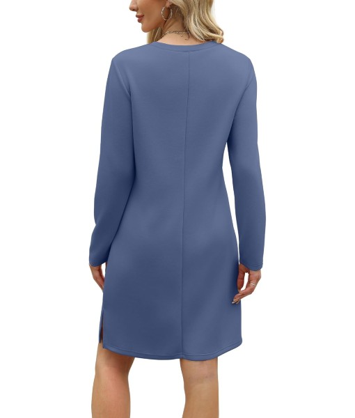 SAMPEEL Dresses for Women 2025 Casual Long Sleeve V Neck Tshirt Dress Side Split Fashion Fall Outfits