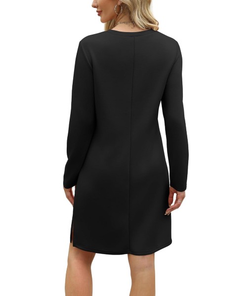 SAMPEEL Dresses for Women 2025 Casual Long Sleeve V Neck Tshirt Dress Side Split Fashion Fall Outfits