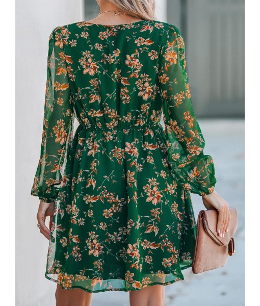 CUPSHE Women's Mini Dresses Casual Spring V Neck Chiffon Long Peasant Sleeves Flowy Summer Dress