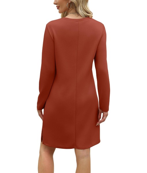 SAMPEEL Dresses for Women 2025 Casual Long Sleeve V Neck Tshirt Dress Side Split Fashion Fall Outfits