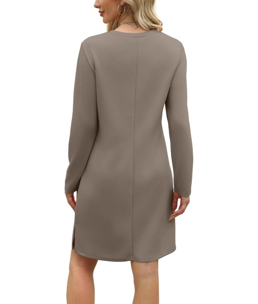 SAMPEEL Dresses for Women 2025 Casual Long Sleeve V Neck Tshirt Dress Side Split Fashion Fall Outfits