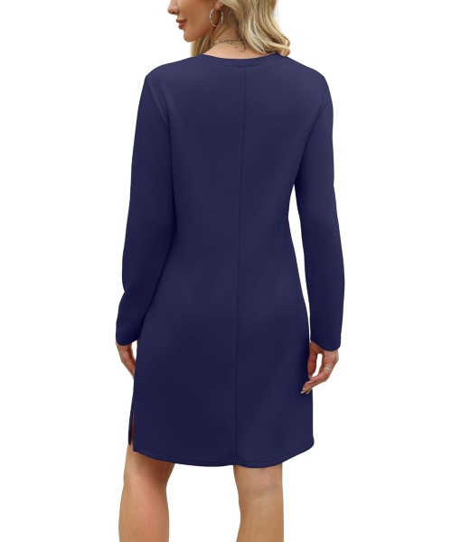 SAMPEEL Dresses for Women 2025 Casual Long Sleeve V Neck Tshirt Dress Side Split Fashion Fall Outfits