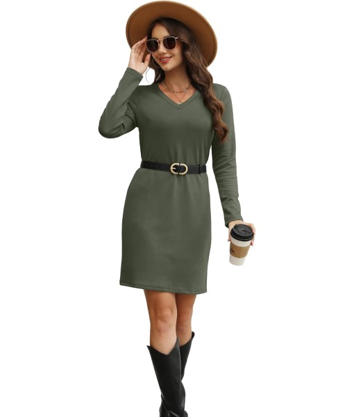 SAMPEEL Dresses for Women 2025 Casual Long Sleeve V Neck Tshirt Dress Side Split Fashion Fall Outfits
