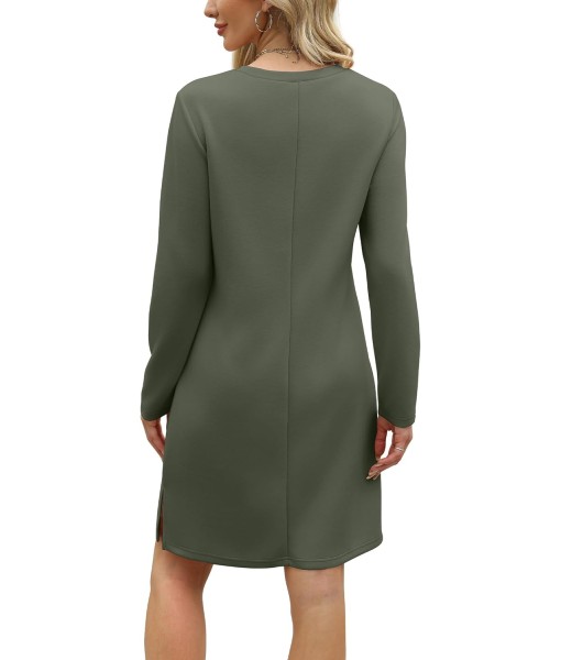 SAMPEEL Dresses for Women 2025 Casual Long Sleeve V Neck Tshirt Dress Side Split Fashion Fall Outfits