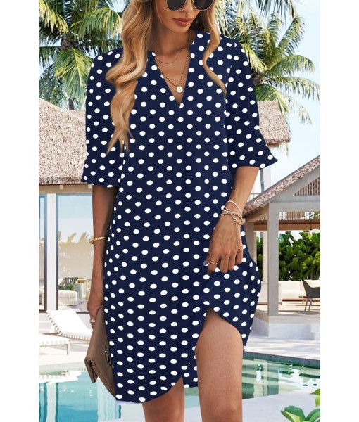 Wkior Shift Dress for Women V Neck Short Sleeves Solid Color Casual Flowy Summer Dresses(S-2XL)