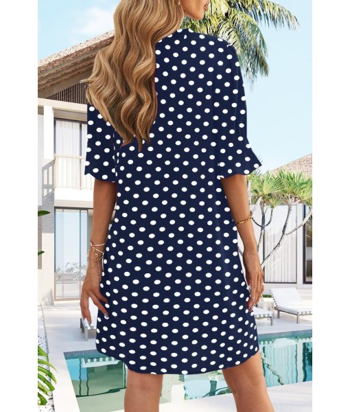 Wkior Shift Dress for Women V Neck Short Sleeves Solid Color Casual Flowy Summer Dresses(S-2XL)