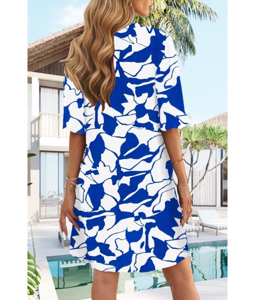 Wkior Shift Dress for Women V Neck Short Sleeves Solid Color Casual Flowy Summer Dresses(S-2XL)