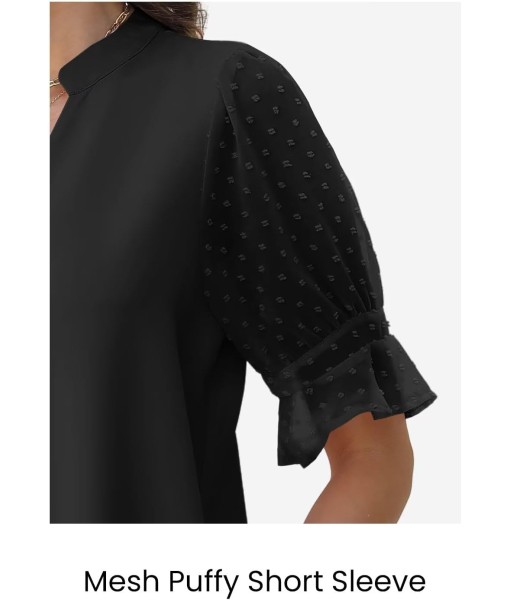 Wkior Shift Dress for Women V Neck Short Sleeves Solid Color Casual Flowy Summer Dresses(S-2XL)